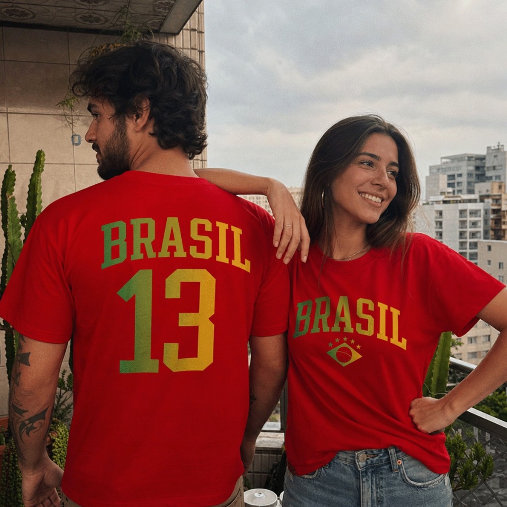 Camisa Camiseta Brasil 13 Esquerda Unissex em Algodão Premium Edição Copa do Mundo 2026