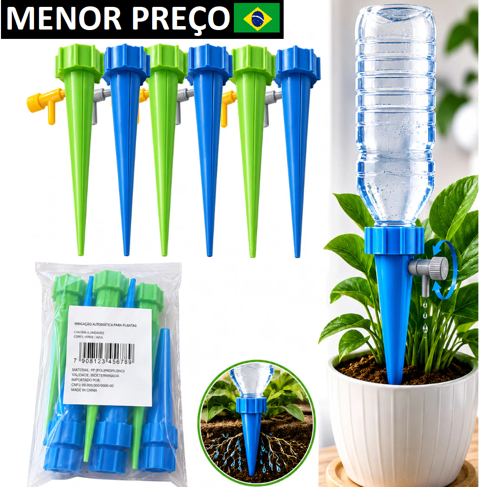 Kit 24/12/6/3 Regador de Plantas Gotejador de Garrafa Pet Irrigação de Jardim Vaso - OFERTA RELAMPAGO