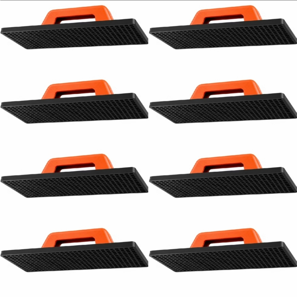 Kit 8 Desempenadeira Plástica para Reboco Massa Corrida Argamassa PVC 21x38 cm Corrugada Preta
