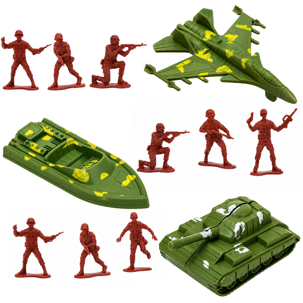 Kit Soldadinhos de Brinquedo 60 Peças com Acessórios Militares - Castela