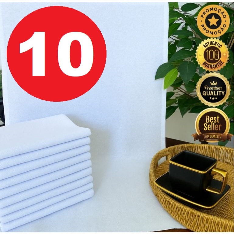 Pano de Prato Liso Branco Premium Para Pintura com Bainha Reforçada Kit