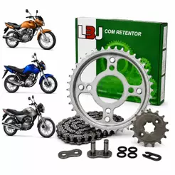 Kit Relação Transmissão Tração Moto Honda Titan Fan Start 150 Aço 1045 2004-2015 Mix Com Retentor