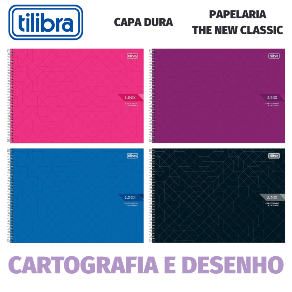 Caderno Cartografia e Desenho Tilibra Lunix Tom Pastel 60 Folhas