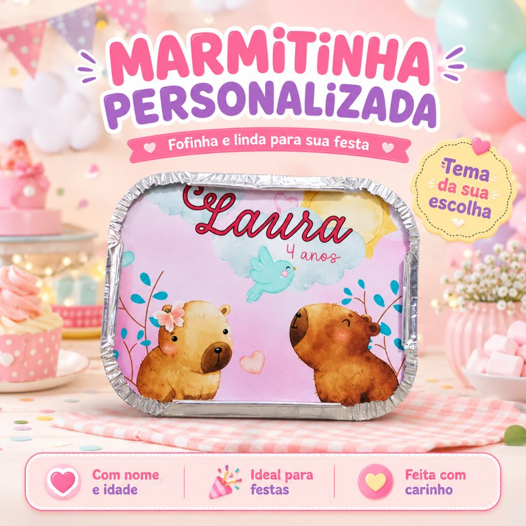 Marmitas Personalizadas Capivara - lembrancinha- caixinhas personalizadas - festa infantil - Kit festa