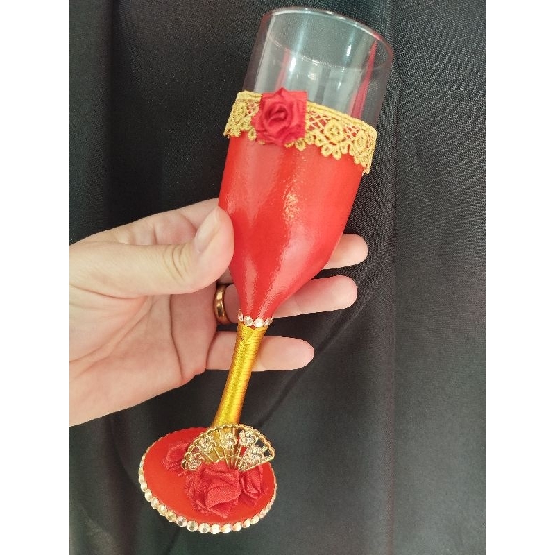 taça champanhe decorada Pombogira, cigana, pombagira