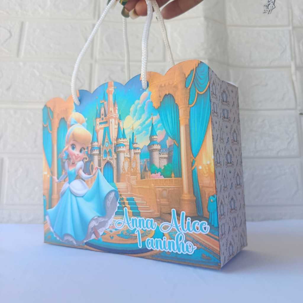 Sacolinhas para Lembrancinha Personalizada Cinderela Cute - Princesas - Aniversário - DESMONTADA