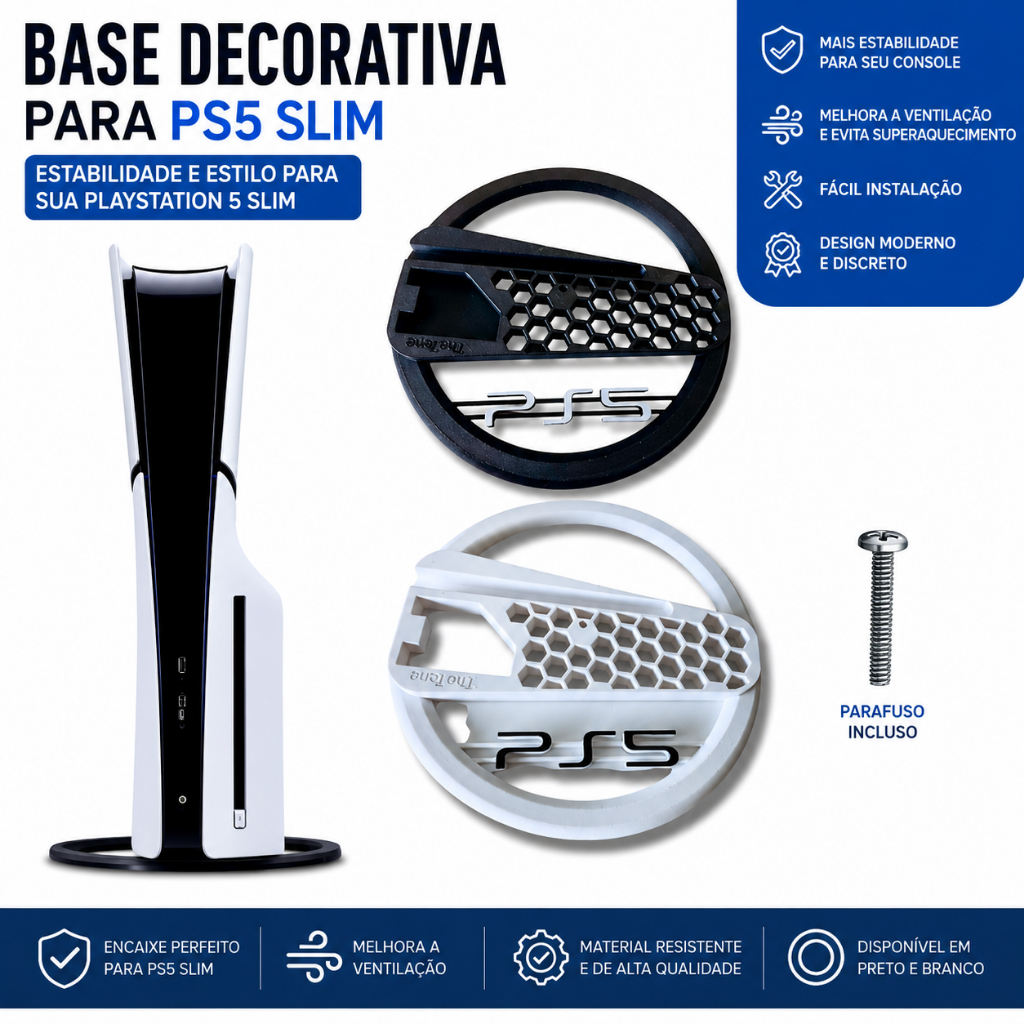 Exclusivo Suporte Base Vertical Para Playstation 5 Ps5 Slim Digital ou Com leitor