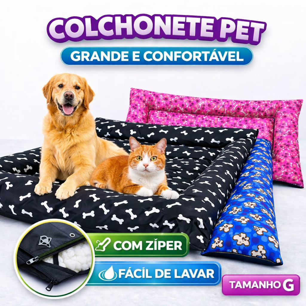 Cama Colchonete para pet Cachorro Gato Grande 93 x 70 cm