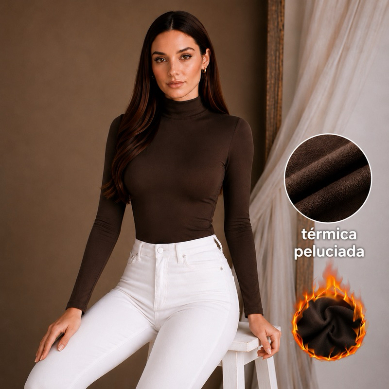 Blusa Térmica Peluciada Feminina Segunda Pele Gola Alta Manga Longa Inverno Quentinha Frio Conforto e Estilo