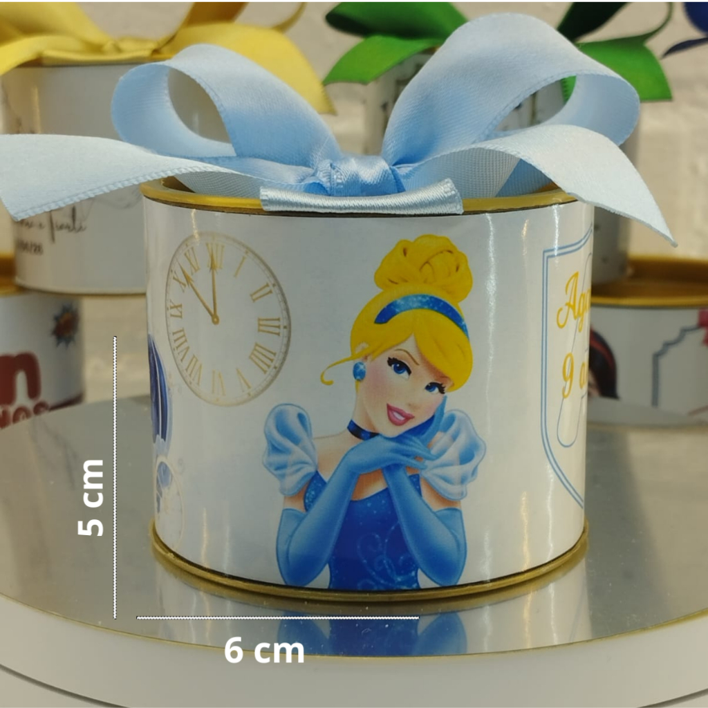 Kit Tubolatas personalizadas 5×6 - Lembrancinha de maternidade / chá de bebê / Aniversário / cinderela / com laço /