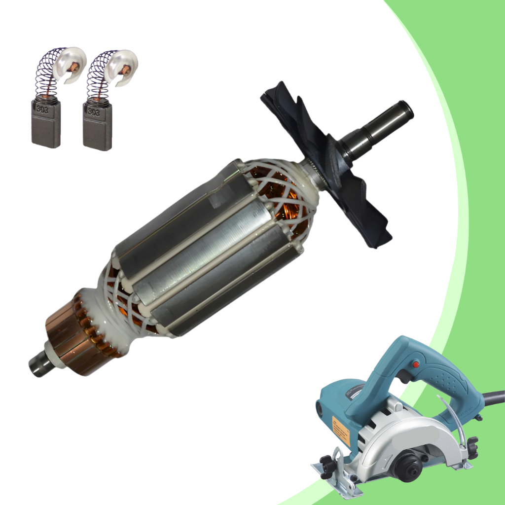 Induzido + Escovas de carvão Compativel Serra Mármore 4100nh 110v/127v