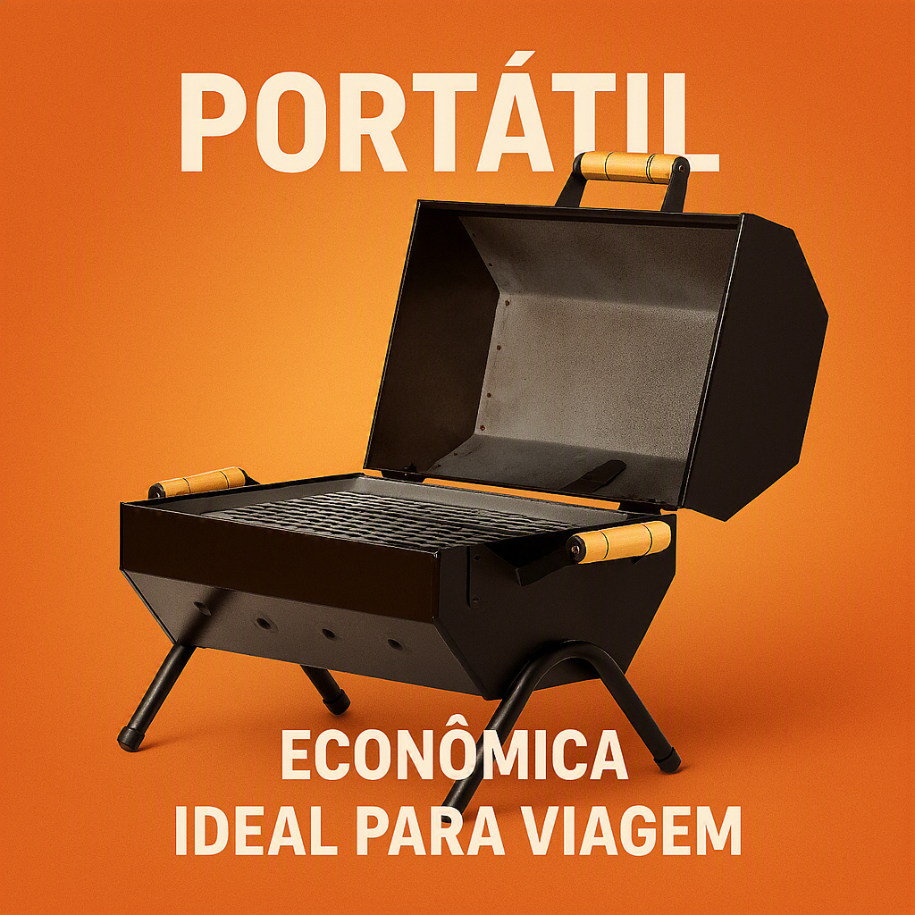 Churrasqueira Portátil Mini Bafo Machado Ideal Camping Viagem Econômica Presente