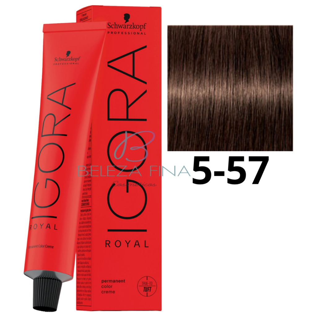 Coloração Schwarzkopf Igora Royal Tintura 5-57 60g CASTANHO CLARO DOURADO COBRE