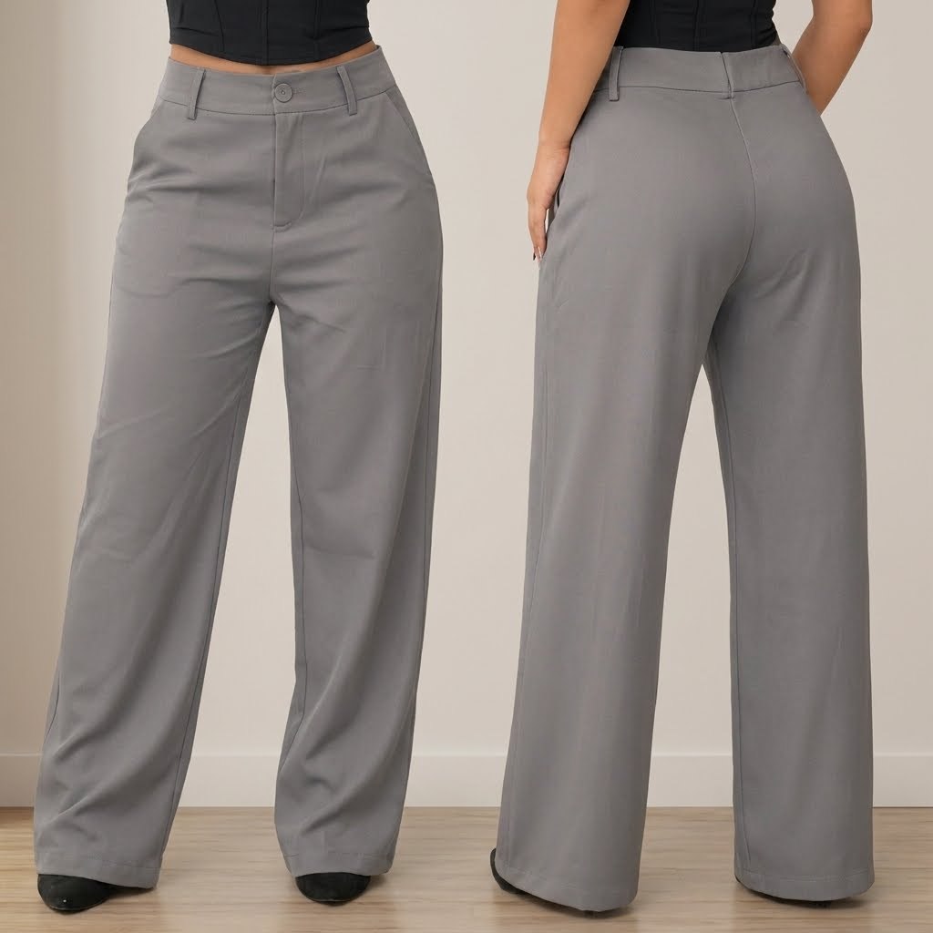 Calça Alfaiataria Feminina Pantalona Wide Leg Cintura Alta Com Bolso Alta Tendencia PROMOÇÃO