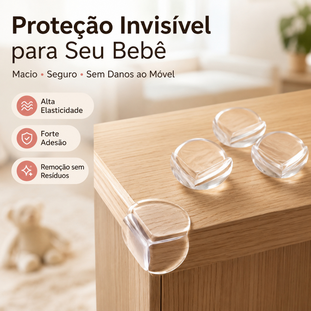 Kit Protetor De Quina Transparente Redondo Silicone Seguranca Bebe Crianca Canto Mesa Forte Adesivo Nao Marca Top
