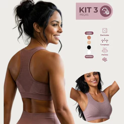 KIT 3 TOP NADADOR COM BOJO Sem Costura Sem Aro Alças Firmes e Largas e Tecido Super Confortável Fitness Uso Diário
