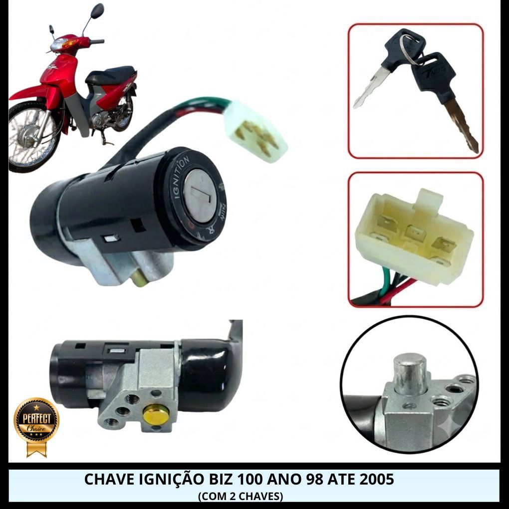 Chave De Ignição Contato Honda Biz C100 1998 1999 2000 2001 2002 2003 2004 Modelo Original