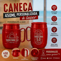 Kit 20 Canecas Bojuda 450ml Personalizada a Laser Resistente Bebidas Geladas