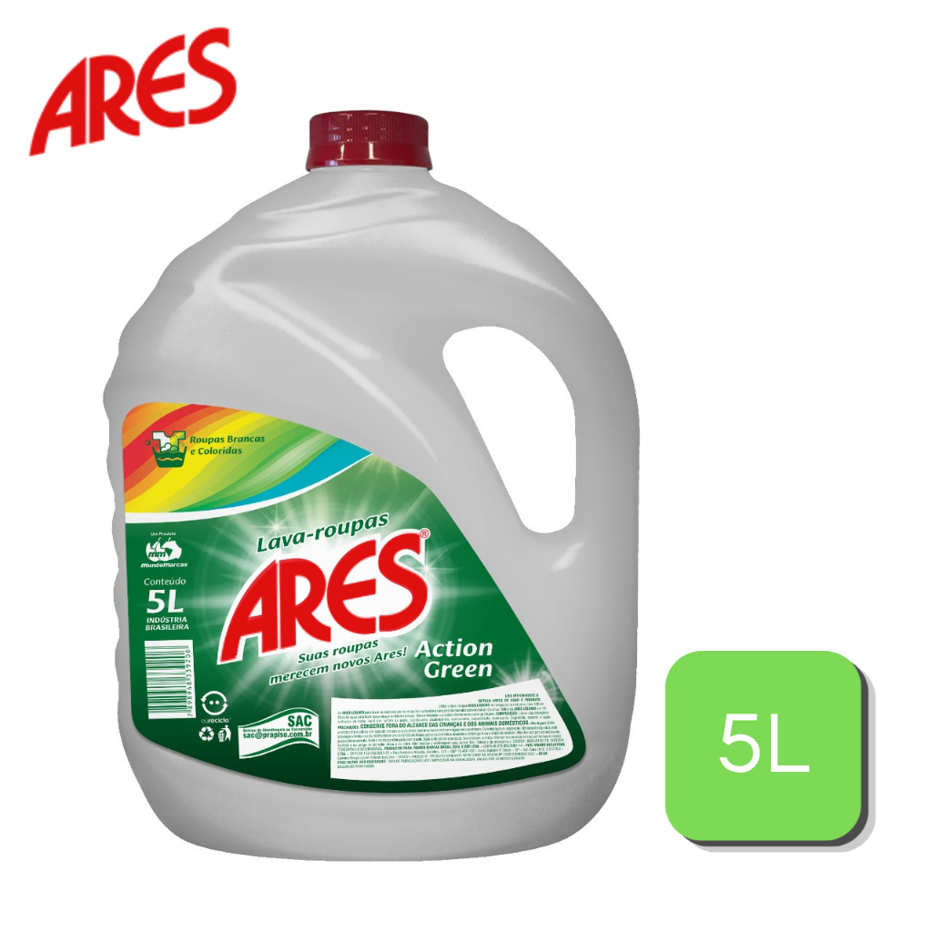 Lava Roupas Liquido 5L Lavagem Profissional - Ares Action Green