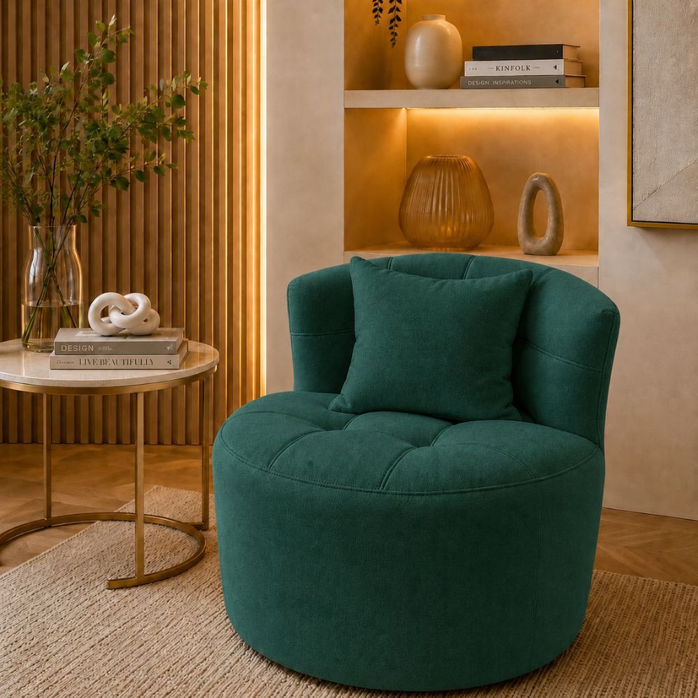 Poltrona Army Orgânica Luxo Alto Padrão Conforto Para Sala Recepção e Camarim Tecido suede verde