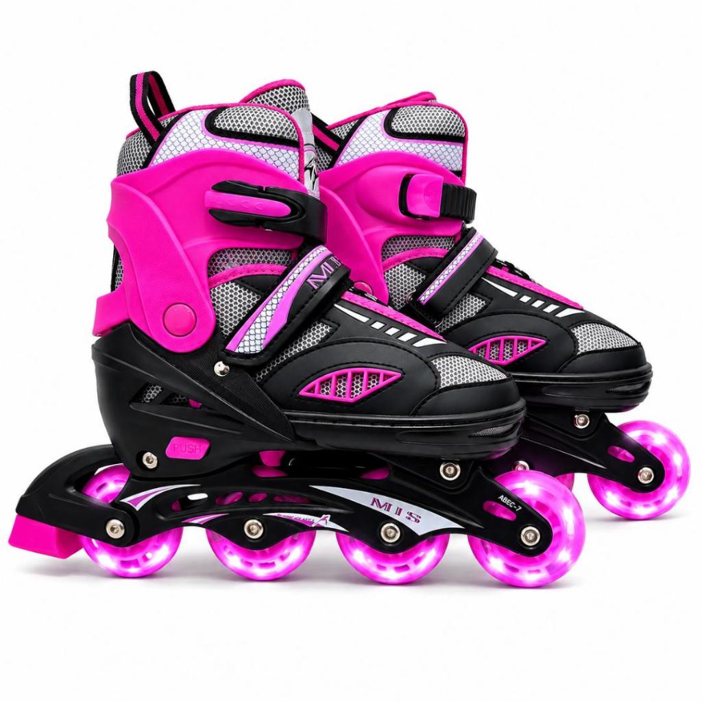 Patins Inline Roller New Semi Pró Ajustavel Regulavel Rodinhas de LED + KIT PROTEÇÃO — imagem 2 de 2