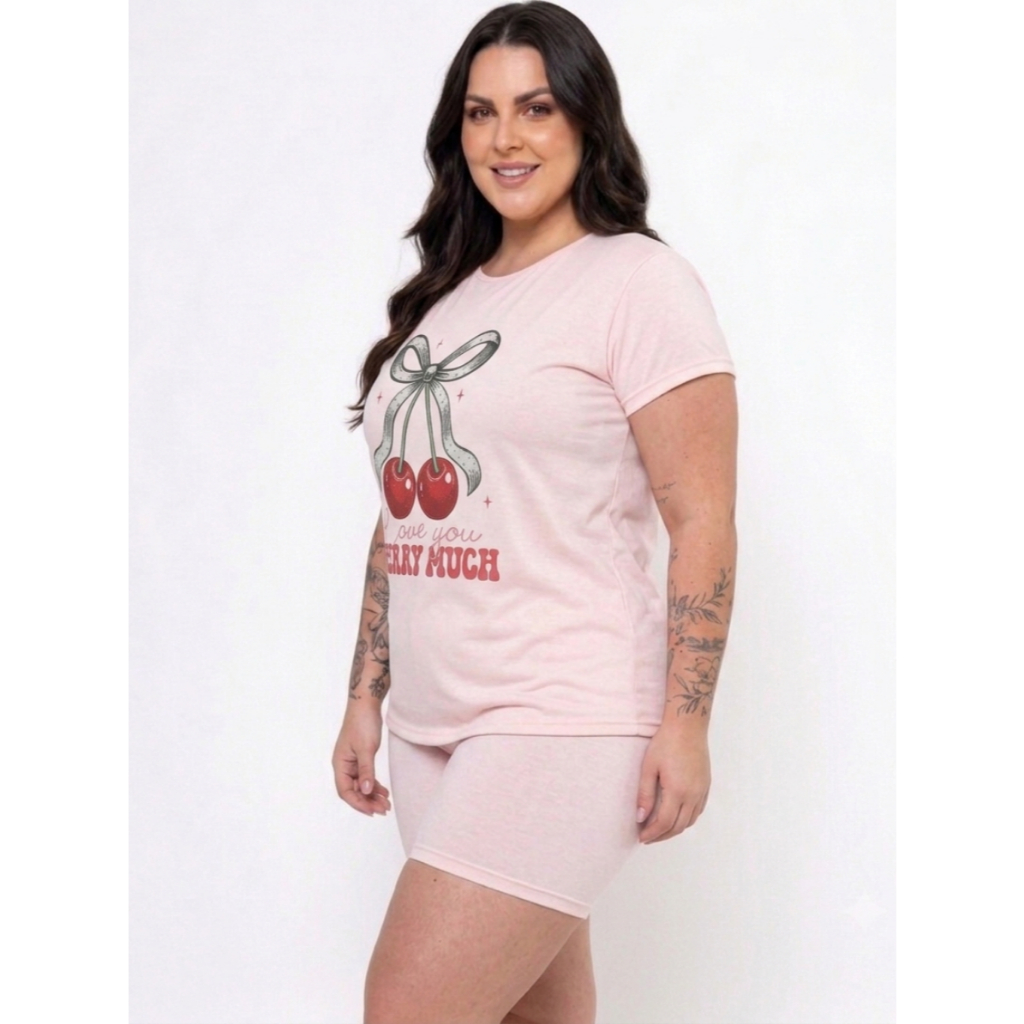 Pijama Manga Curta Plus Size short doll Barato Promocao Oferta