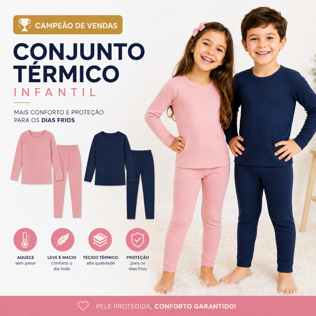 Kit Sortido 2 ou 4 Peças Conjuntos Térmicos Infantil Peluciado Unissex Cores Sortidas Pijama Termico Bebê