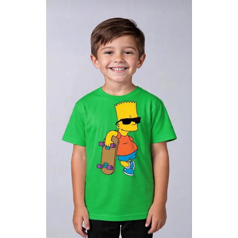 Camiseta infantil de menino , blusa de criança desenho animado , camiseta do Bart Simpson