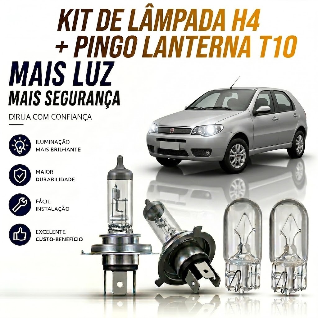 Lampada farol BAIXO / ALTO + LANTERNA PALIO G4 2008 ATÉ 2012