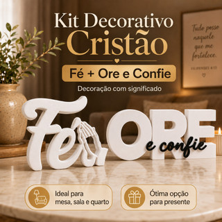 Kit Decoração Sala Luxo Decoração para Sala Enfeites para Decoração Ore e Confie Enfeite Cristão