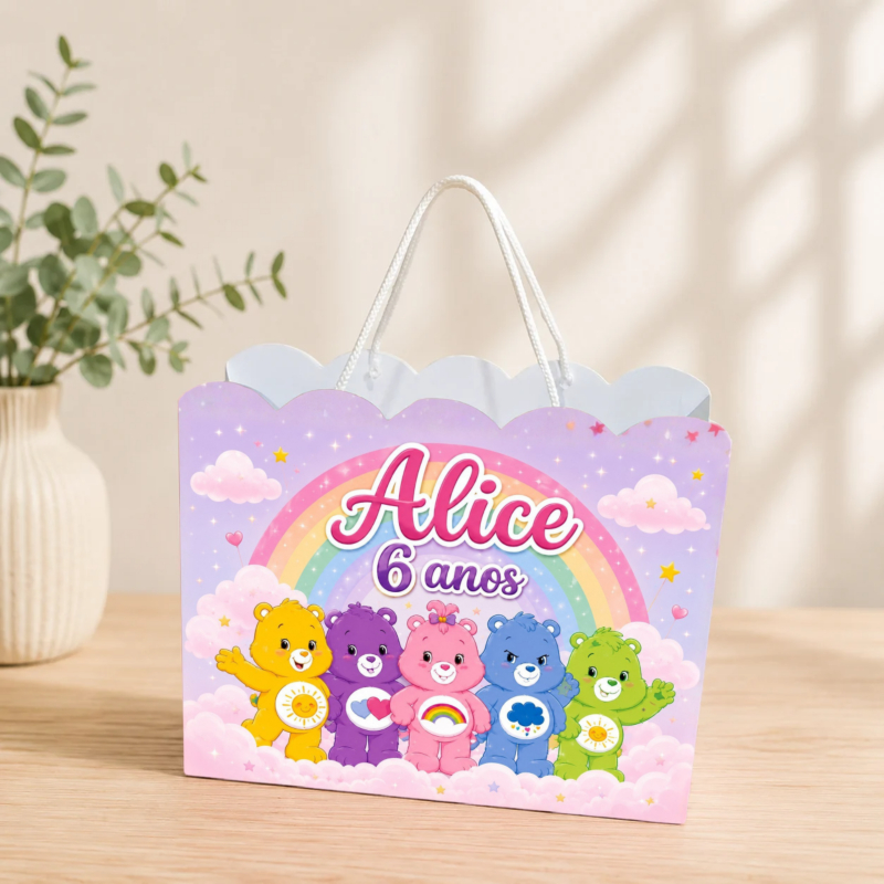 Sacolinha Personalizada Ursinhos Carinhosos Pegue e Monte Lembrancinha Aniversário Infantil Mimos Festa