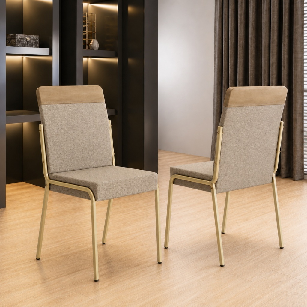 Conjunto 2 Cadeiras de Jantar Duo Carraro Dourada