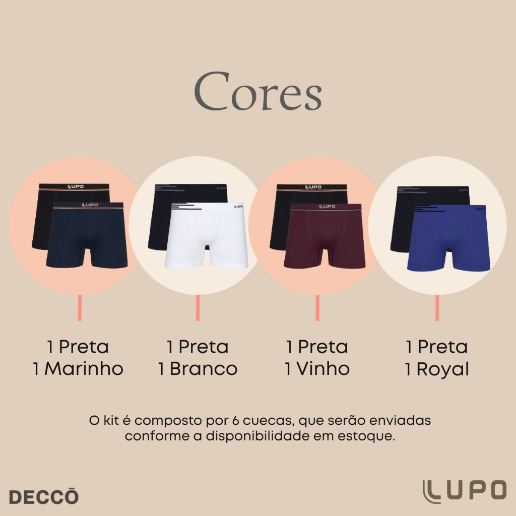 Kit Com 6 Cuecas Lupo Boxer de Microfibra Sem Costura Box Masculina Adulto Original · foto 2