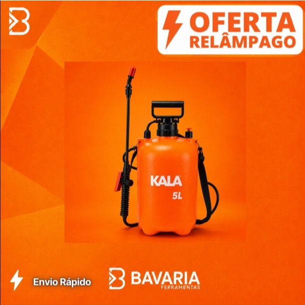 Pulverizador Compressão Prévia Kala 5 Litros Manual Com Bico Regulável