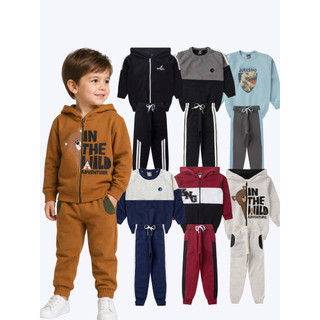 Kit 6 Peças Conjunto Bebê Menino Inverno Moletom Peluciado Quentinho 1 ao 6 Anos Sortido