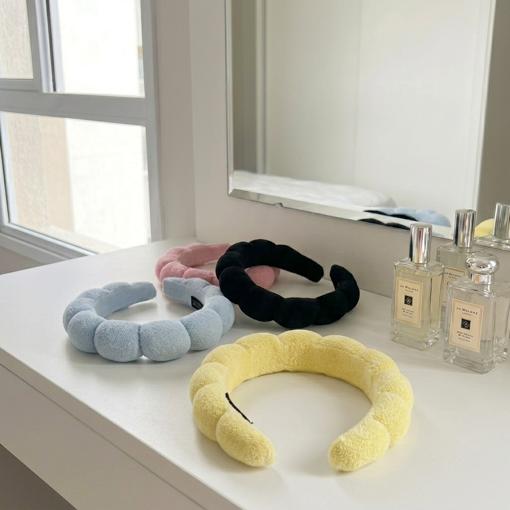 Tiara Nuvem para cabelo Faixa De Pelucia Skincare De Maquiagem
