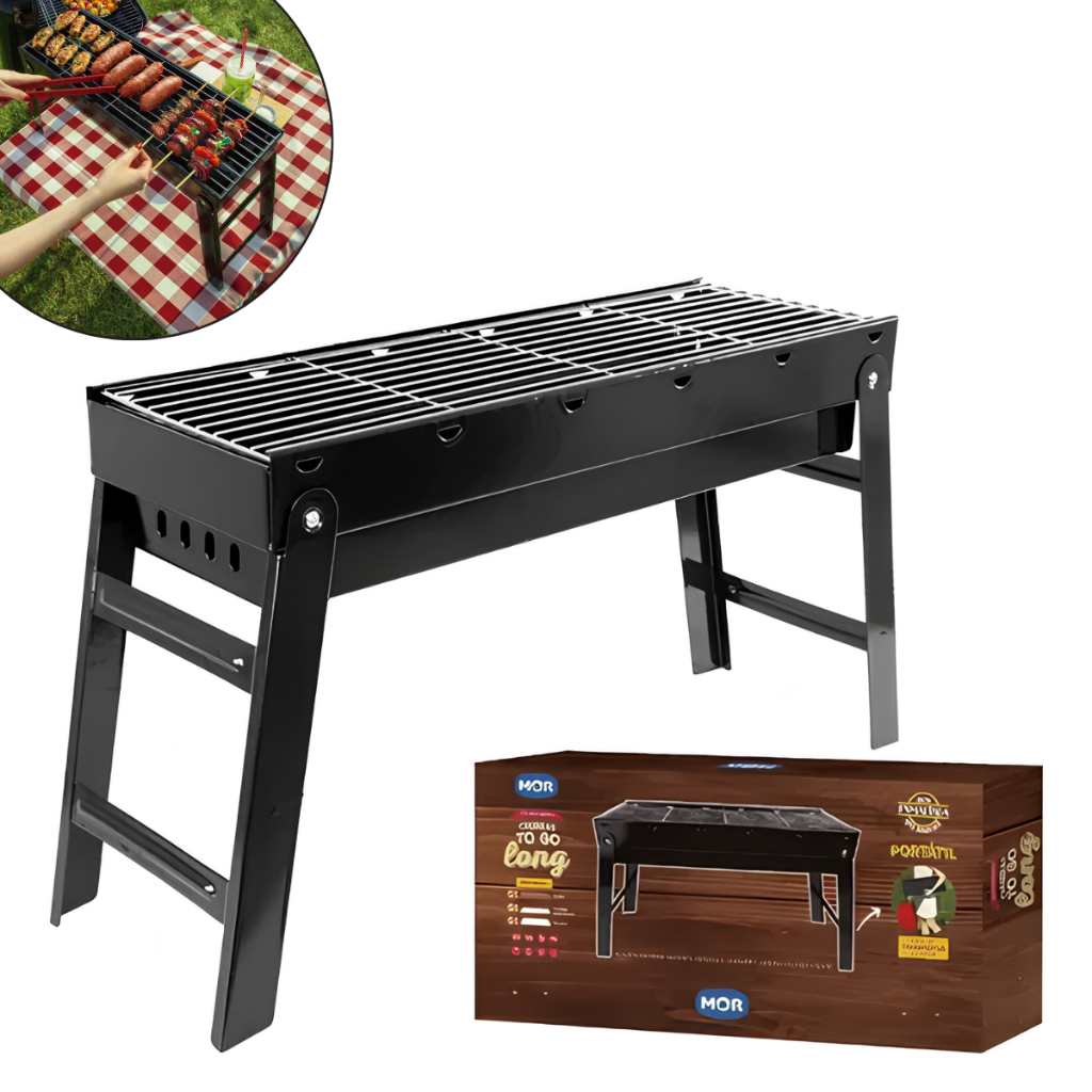 Churrasqueira Portátil MOR Churras To Go Long Dobrável Compacta Prática para Camping e Lazer