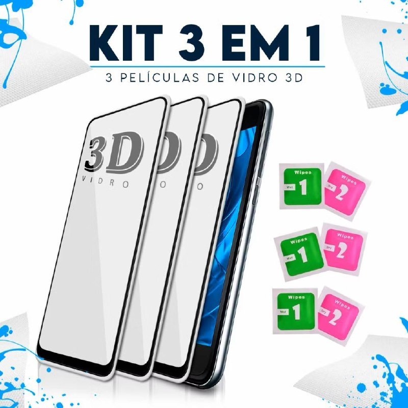 KIT 3 Película De Vidro 3D Toda Para