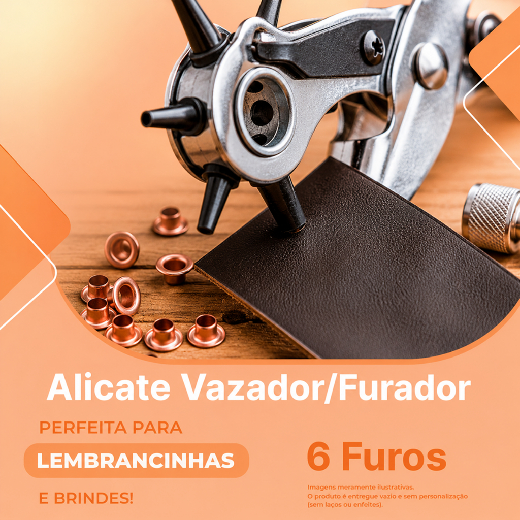 Alicate Vazador 9pol Furador Couro Eva Cinto Chinelo 6 Furos