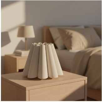 Cúpula Abajur luminaria Pétala 24x16x33cm de Tecido Algodão Soquete Nacional E27 Cor bege