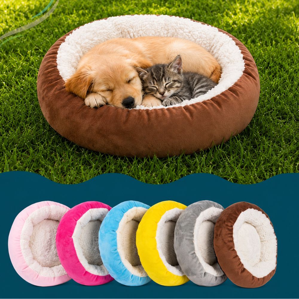 Caminha Redonda Pets Sherpa para Cães e Gatos Macia 50x50 cm Quente Confortável Cama Pet Inverno