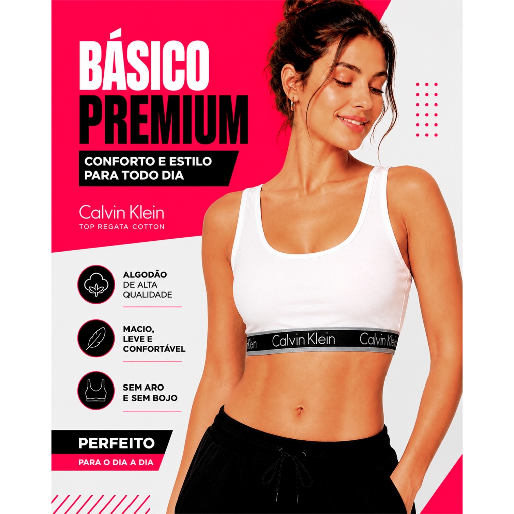 Top Academia Calvin Klein Cotton Top Regata Fitness Premium Top Calvin Klein Feminino Original