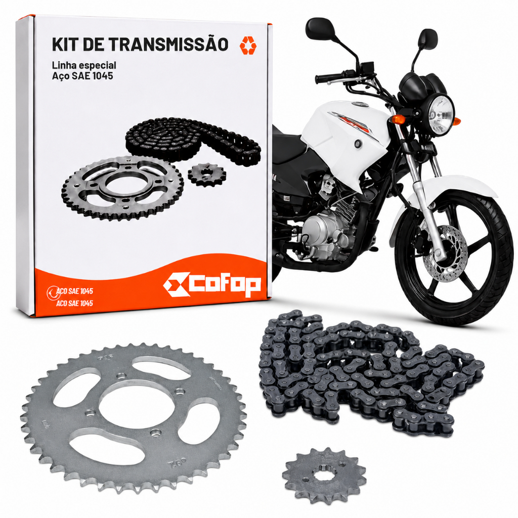 Kit Relação Tração Transmissão YBR Factor 125 2003 à 2016 Original Cofap