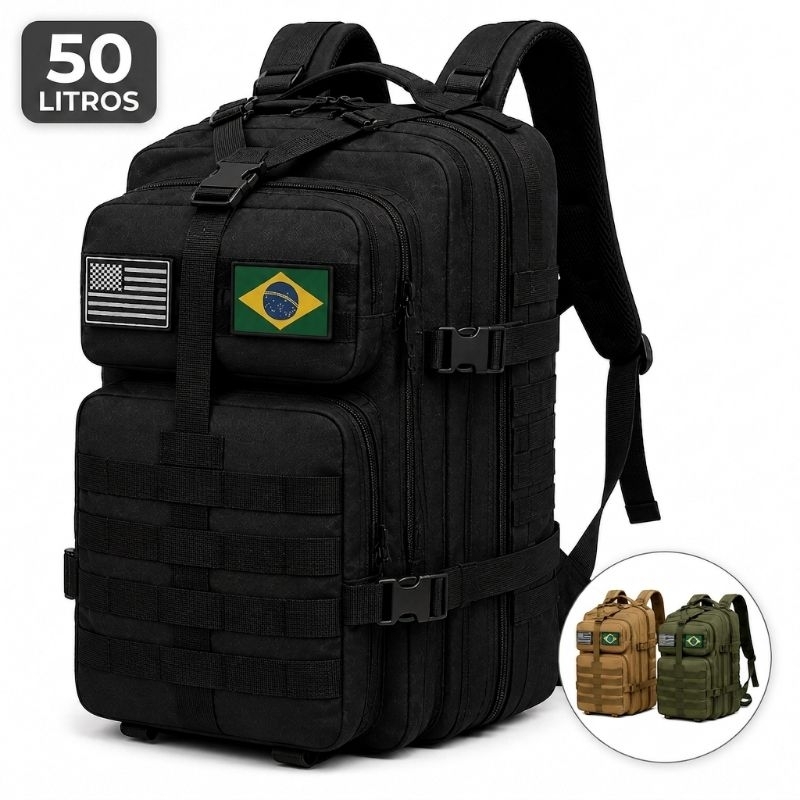 Mochila Militar 50L Tática Grande Impermeável Trabalho Trilha Viagem Academia Camping Trilha Unissex