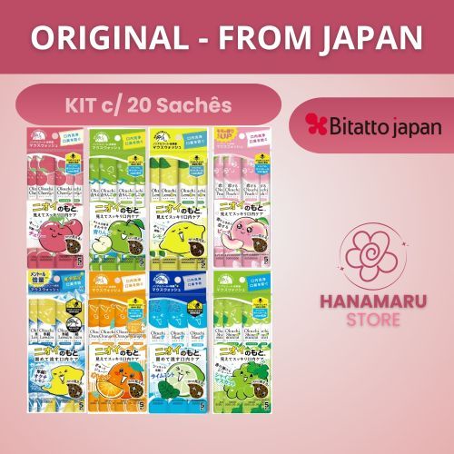 Enxaguante bucal Bitatto Okuchi 20 Sachês = Kit com 4 sabores x 5 sachês - originais Japan diireto do Japão