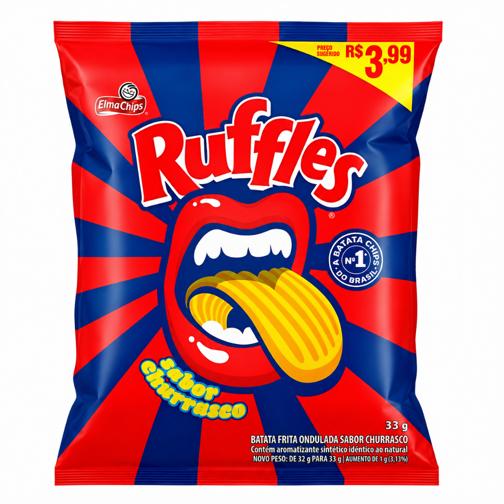 Batata Frita Ruffles Ondulada Churrasco 33g Elma Chips