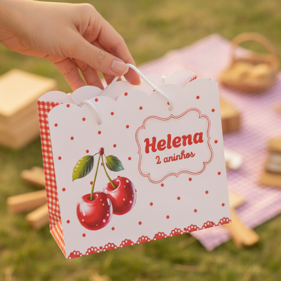 Sacolinha Personalizada Cerejinha para Lembrancinhas | Festa Infantil