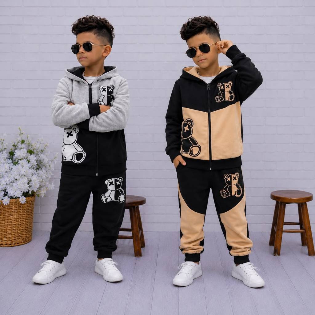 Conjunto Infantil Menino Abrigo Calça E Casaco Estiloso Inverno Moletinho Calça+Casaco 4 ao 14