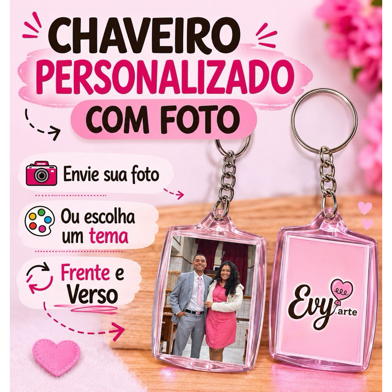 Chaveiros Personalizados Com Foto - Lembrancinha de Aniversário, Festa e Brinde - Acrílico Premium