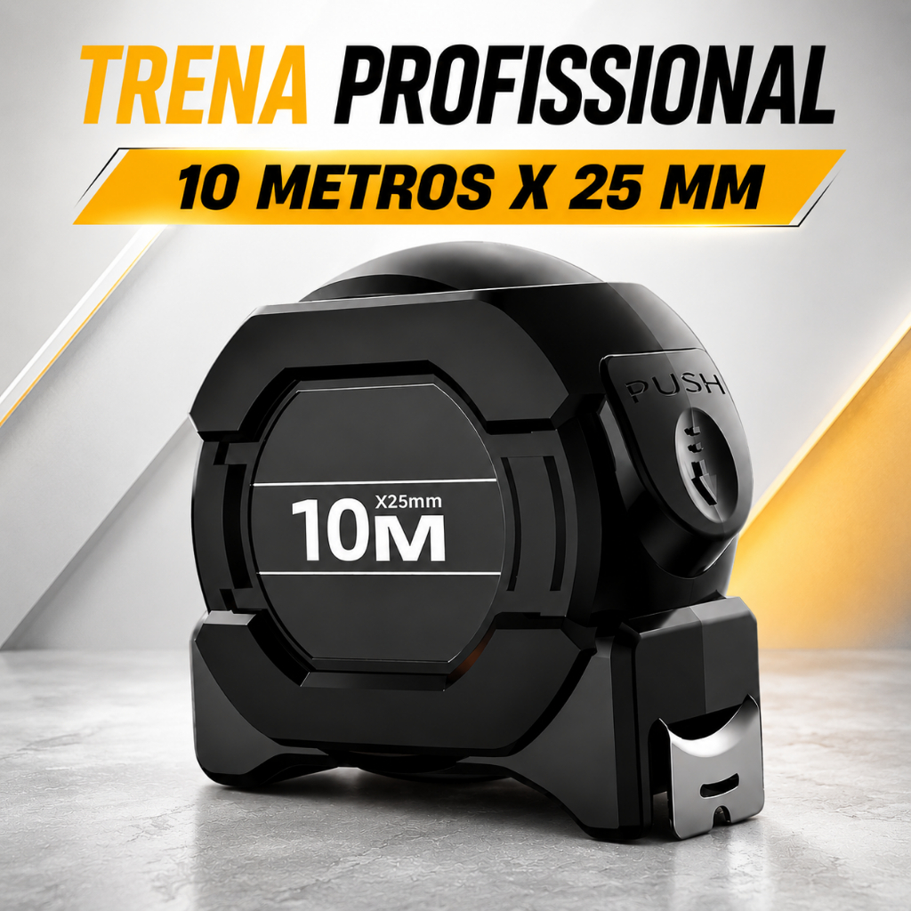 Trena Profissional Fita Métrica 10 Metros Alta Precisão Aço Inoxidável Fluorescente Com Trava